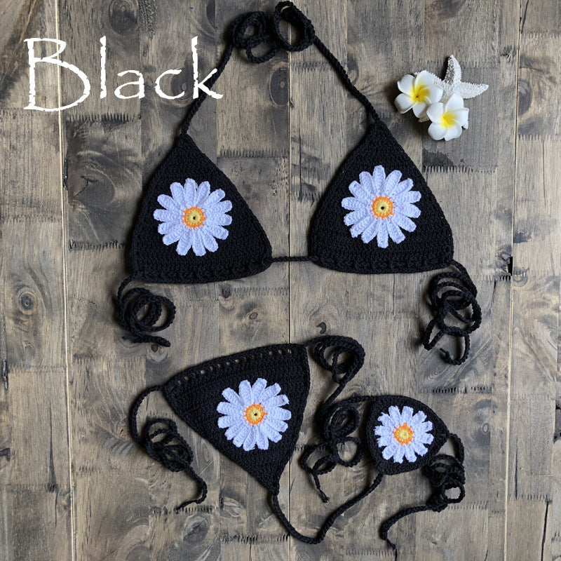 Vacation Split Swimsuit Hand-Woven Daisy Pattern Beach Bikini Bella Mia